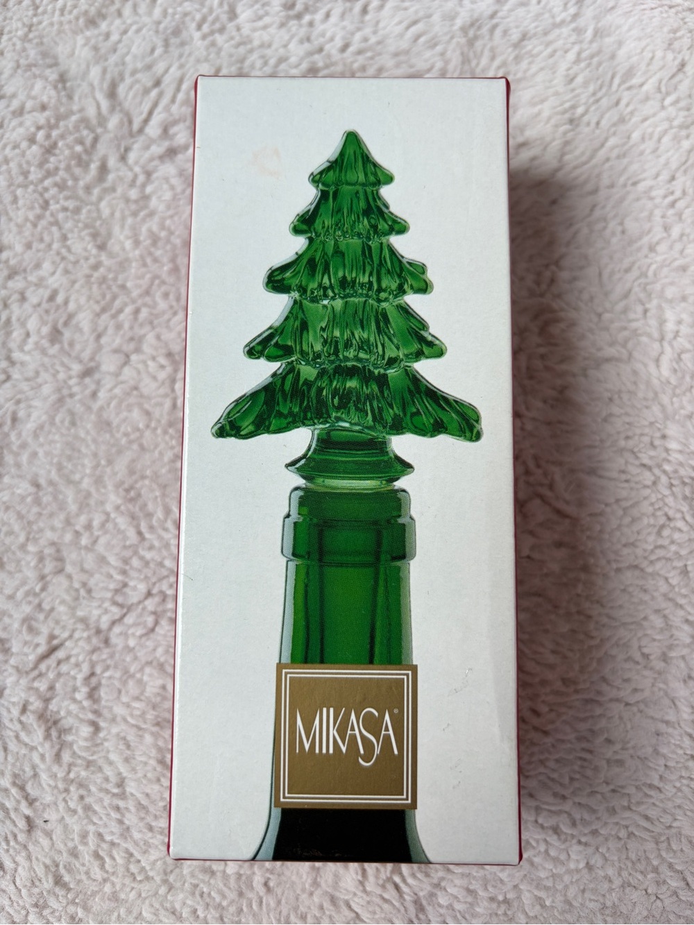 NEW Mikasa Green Glass Christmas Tree Wine Bottle Stopper